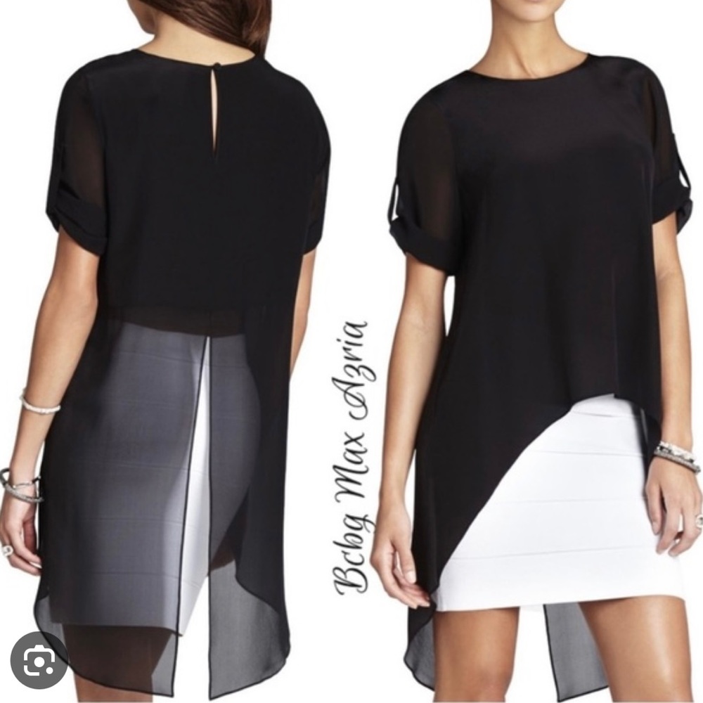 BCBG MaxAzria Black Silk sheer top